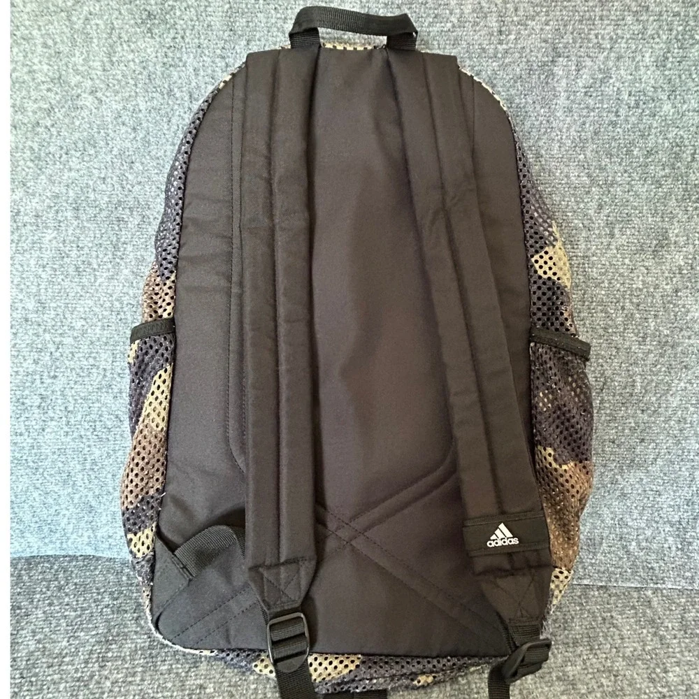 Adidas Mesh Camo Backpack Brown Tan Black Camouflage School Gym Bag 977620-I